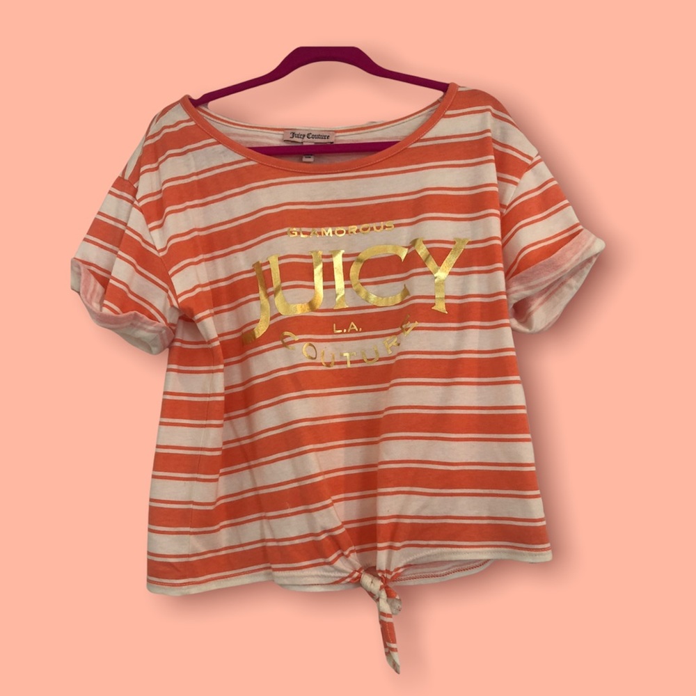 Juicy Couture Gold and Orange Striped T-Shirt